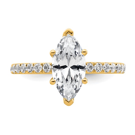 14k 2 5/8 carat Certified Lab Grown Diamond VS/SI+ G+ Marquise Complete Solitaire with Flair Engagement Ring