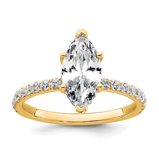 14k 2 5/8 carat Certified Lab Grown Diamond VS/SI+ G+ Marquise Complete Solitaire with Flair Engagement Ring