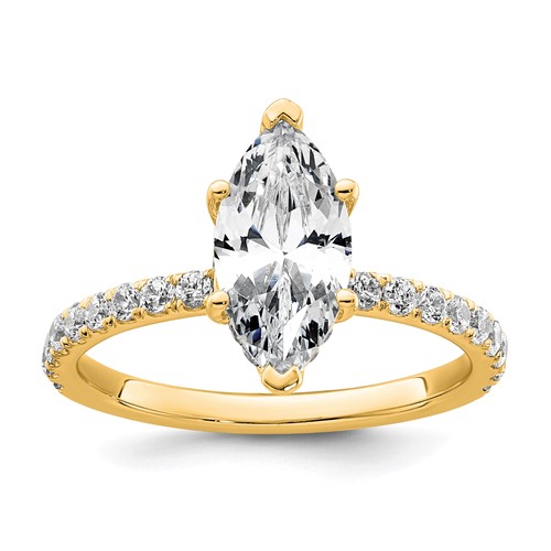 14K Yellow Gold 2.62 Carat Certified Lab Grown Diamond VS SI+ G+ Marquise Complete Solitaire Ring with Flair Engagement