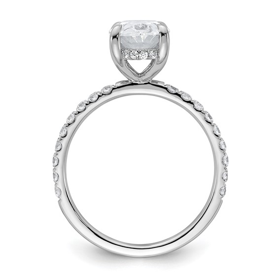14k White Gold 2 5/8 carat Certified Lab Grown Diamond VS/SI+ G+ Oval Complete Solitaire with Flair Engagement Ring