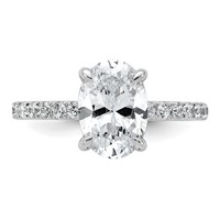 14K White Gold 2.62 Carat Certified Lab Grown Diamond VS SI+ G+ Oval Complete Solitaire Ring with Flair Engagement view 4