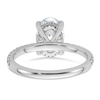 14K White Gold 2.62 Carat Certified Lab Grown Diamond VS SI+ G+ Oval Complete Solitaire Ring with Flair Engagement view 5