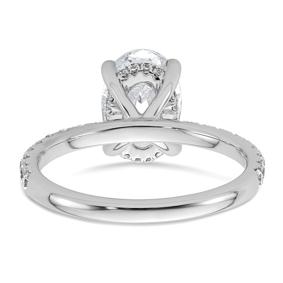 14k White Gold 2 5/8 carat Certified Lab Grown Diamond VS/SI+ G+ Oval Complete Solitaire with Flair Engagement Ring