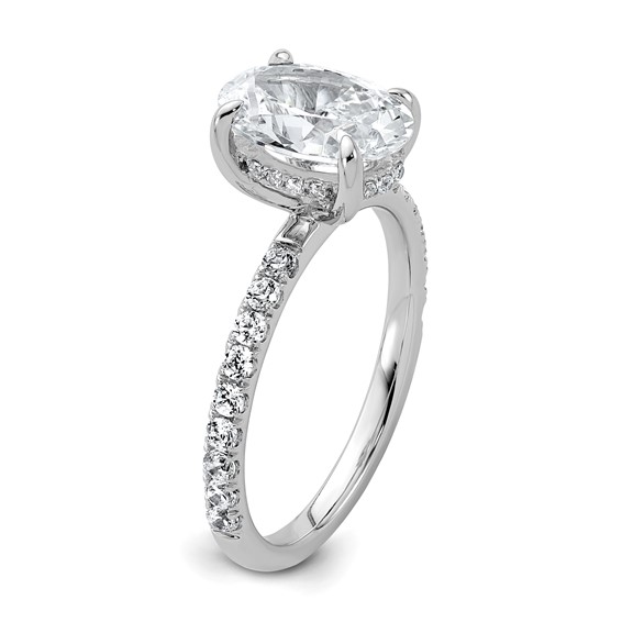14k White Gold 2 5/8 carat Certified Lab Grown Diamond VS/SI+ G+ Oval Complete Solitaire with Flair Engagement Ring