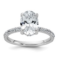 14K White Gold 2.62 Carat Certified Lab Grown Diamond VS SI+ G+ Oval Complete Solitaire Ring with Flair Engagement view 1