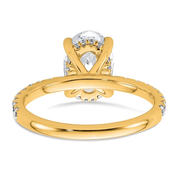 14k 2 5/8 carat Certified Lab Grown Diamond VS/SI+ G+ Oval Complete Solitaire with Flair Engagement Ring