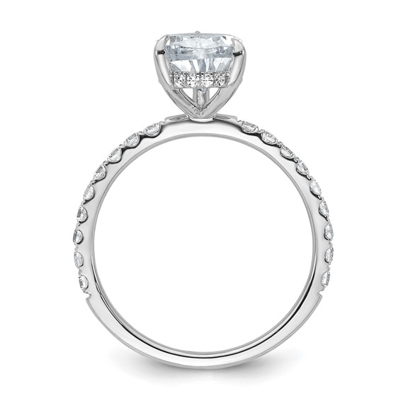 14k White Gold 2 5/8 carat Certified Lab Grown Diamond VS/SI+ G+ Pear Complete Solitaire with Flair Engagement Ring
