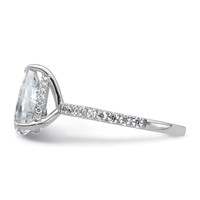 14K White Gold 2.62 Carat Certified Lab Grown Diamond VS SI+ G+ Pear Complete Solitaire Ring with Flair Engagement view 3