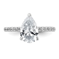 14K White Gold 2.62 Carat Certified Lab Grown Diamond VS SI+ G+ Pear Complete Solitaire Ring with Flair Engagement view 4