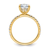 14K Yellow Gold 2.62 Carat Certified Lab Grown Diamond VS SI+ G+ Pear Complete Solitaire Ring with Flair Engagement view 2