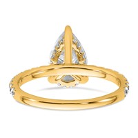 14K Yellow Gold 2.62 Carat Certified Lab Grown Diamond VS SI+ G+ Pear Complete Solitaire Ring with Flair Engagement view 5