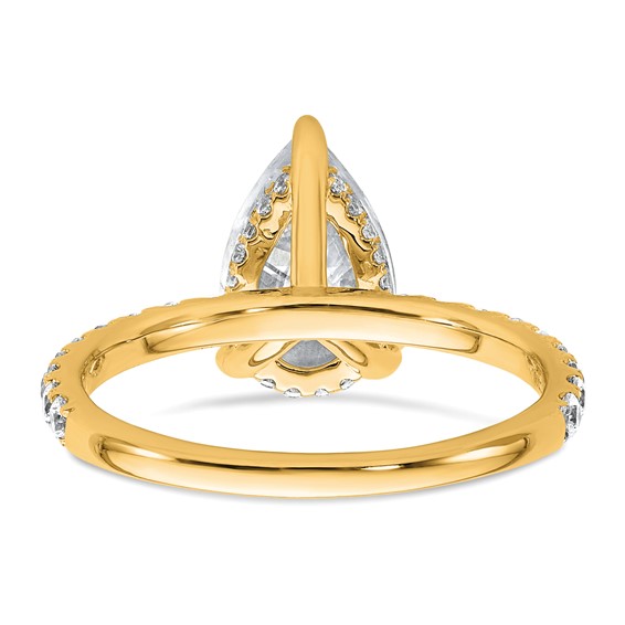 14k 2 5/8 carat Certified Lab Grown Diamond VS/SI+ G+ Pear Complete Solitaire with Flair Engagement Ring
