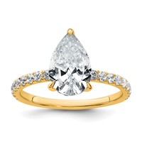 14K Yellow Gold 2.62 Carat Certified Lab Grown Diamond VS SI+ G+ Pear Complete Solitaire Ring with Flair Engagement view 1