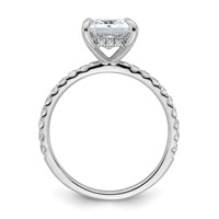 14K White Gold 2.50 Carat Certified Lab Grown Diamond VS+ F+ Princess Complete Solitaire Ring with Flair Engagement view 2