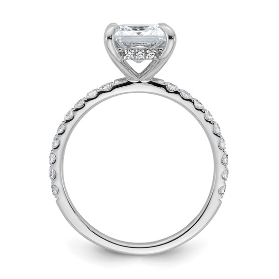14k White Gold 2 1/2 carat Certified Lab Grown Diamond VS/SI+ G+ Princess Complete Solitaire with Flair Engagement Ring