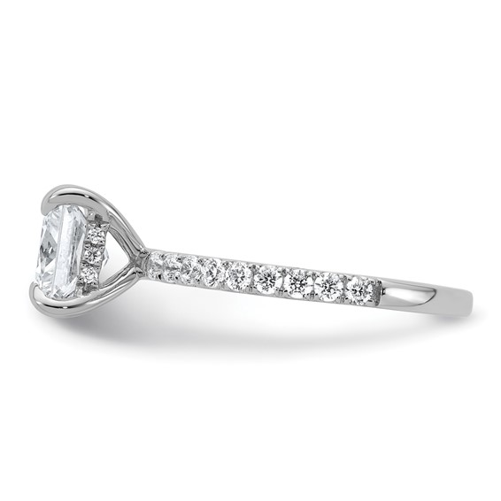 14k White Gold 2 1/2 carat Certified Lab Grown Diamond VS/SI+ G+ Princess Complete Solitaire with Flair Engagement Ring