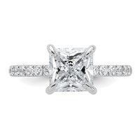 14K White Gold 2.50 Carat Certified Lab Grown Diamond VS+ F+ Princess Complete Solitaire Ring with Flair Engagement view 4
