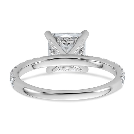 14k White Gold 2 1/2 carat Certified Lab Grown Diamond VS/SI+ G+ Princess Complete Solitaire with Flair Engagement Ring