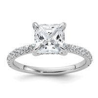 14K White Gold 2.50 Carat Certified Lab Grown Diamond VS+ F+ Princess Complete Solitaire Ring with Flair Engagement view 1