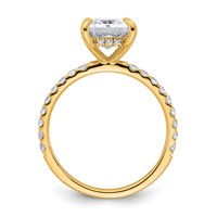 14K Yellow Gold 2.50 Carat Certified Lab Grown Diamond VS+ F+ Princess Complete Solitaire Ring with Flair Engagement view 2