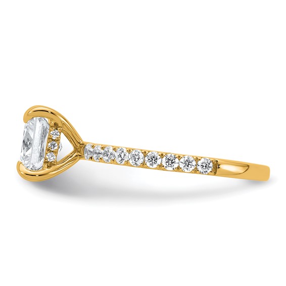 14k 2 1/2 carat Certified Lab Grown Diamond VS/SI+ G+ Princess Complete Solitaire with Flair Engagement Ring