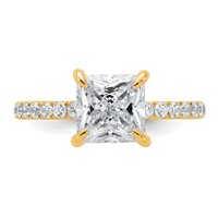 14K Yellow Gold 2.50 Carat Certified Lab Grown Diamond VS+ F+ Princess Complete Solitaire Ring with Flair Engagement view 4