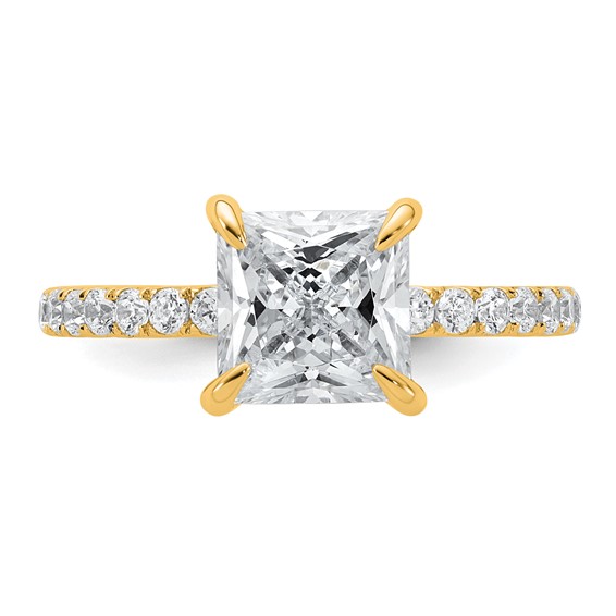 14k 2 1/2 carat Certified Lab Grown Diamond VS/SI+ G+ Princess Complete Solitaire with Flair Engagement Ring