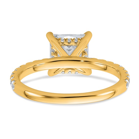 14k 2 1/2 carat Certified Lab Grown Diamond VS/SI+ G+ Princess Complete Solitaire with Flair Engagement Ring