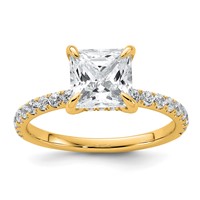 14K Yellow Gold 2.50 Carat Certified Lab Grown Diamond VS+ F+ Princess Complete Solitaire Ring with Flair Engagement view 1