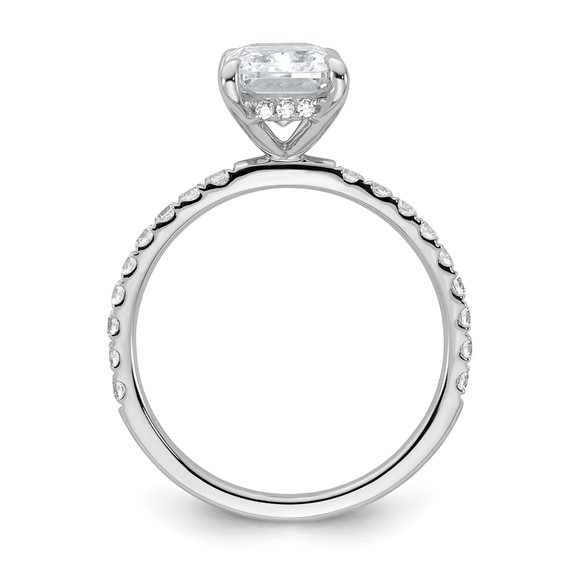 14k White Gold 2 3/8 carat Certified Lab Grown Diamond VS/SI+ G+ Radiant Complete Solitaire with Flair Engagement Ring