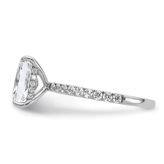 14k White Gold 2 3/8 carat Certified Lab Grown Diamond VS/SI+ G+ Radiant Complete Solitaire with Flair Engagement Ring