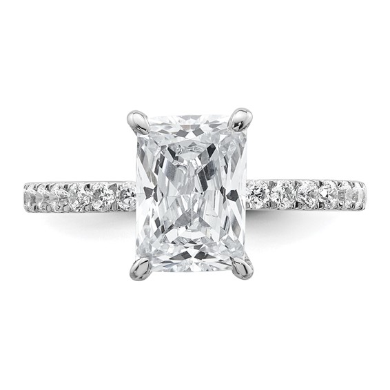 14k White Gold 2 3/8 carat Certified Lab Grown Diamond VS/SI+ G+ Radiant Complete Solitaire with Flair Engagement Ring