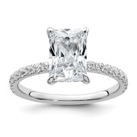 14K White Gold 2.38 Carat Certified Lab Grown Diamond VS+ F+ Radiant Complete Solitaire Ring with Flair Engagement view 1