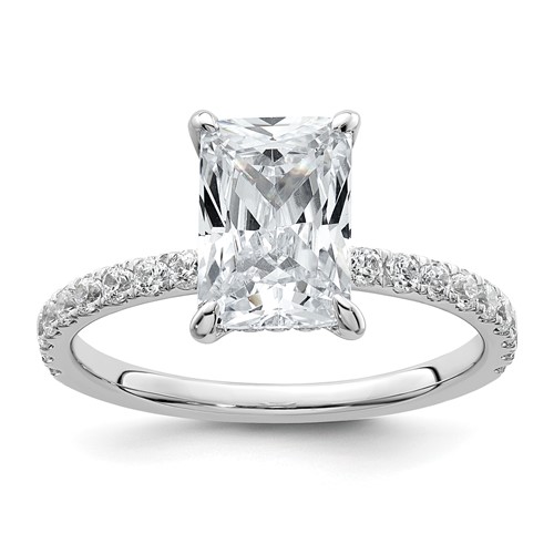 14K White Gold 2.38 Carat Certified Lab Grown Diamond VS+ F+ Radiant Complete Solitaire Ring with Flair Engagement