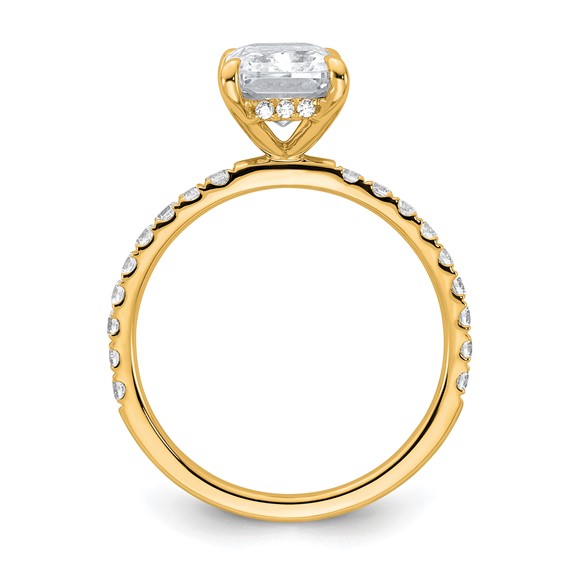 14k 2 3/8 carat Certified Lab Grown Diamond VS/SI+ G+ Radiant Complete Solitaire with Flair Engagement Ring