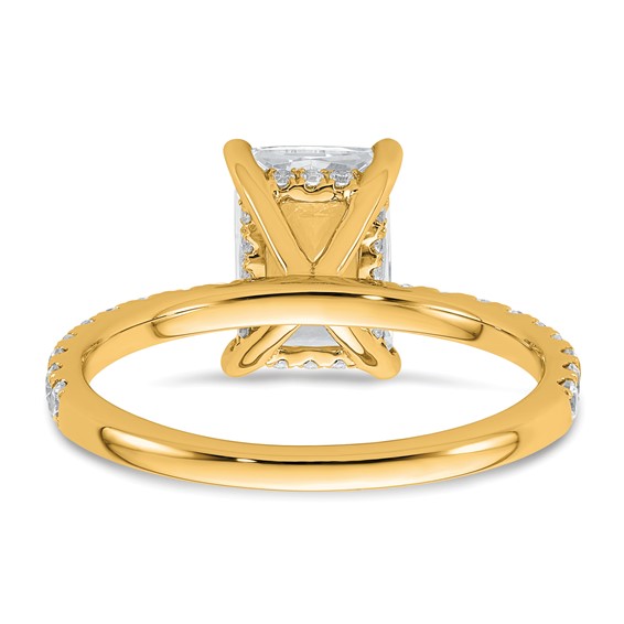 14k 2 3/8 carat Certified Lab Grown Diamond VS/SI+ G+ Radiant Complete Solitaire with Flair Engagement Ring
