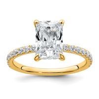 14K Yellow Gold 2.38 Carat Certified Lab Grown Diamond VS+ F+ Radiant Complete Solitaire Ring with Flair Engagement view 1