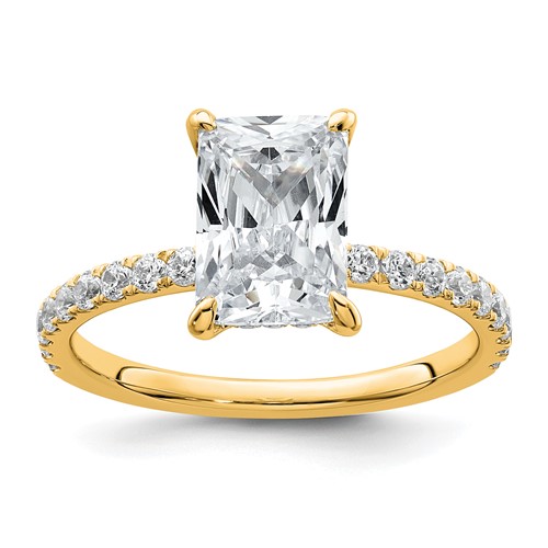 14K Yellow Gold 2.38 Carat Certified Lab Grown Diamond VS+ F+ Radiant Complete Solitaire Ring with Flair Engagement