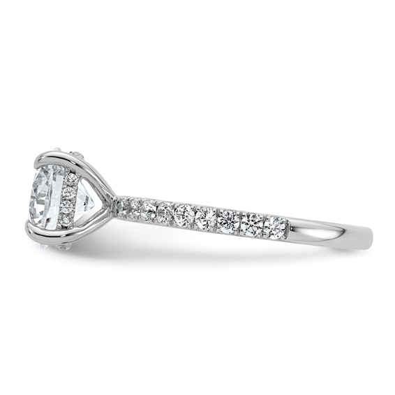 14k White Gold 2 3/8 carat Certified Lab Grown Diamond VS/SI+ G+ Round Complete Solitaire with Flair Engagement Ring