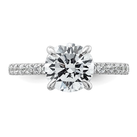 14k White Gold 2 3/8 carat Certified Lab Grown Diamond VS/SI+ G+ Round Complete Solitaire with Flair Engagement Ring