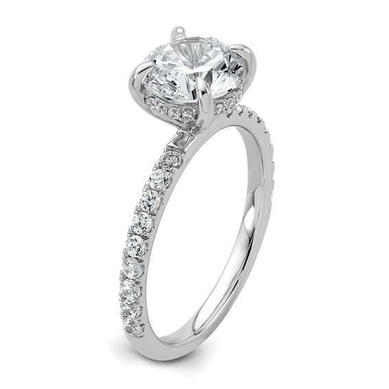 14k White Gold 2 3/8 carat Certified Lab Grown Diamond VS/SI+ G+ Round Complete Solitaire with Flair Engagement Ring