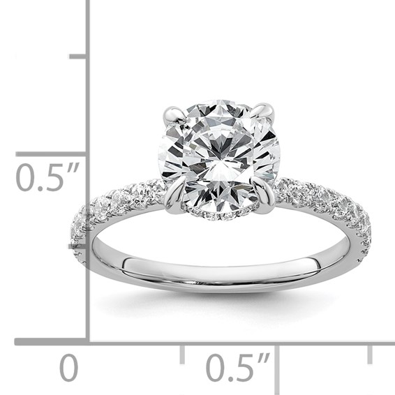 14k White Gold 2 3/8 carat Certified Lab Grown Diamond VS/SI+ G+ Round Complete Solitaire with Flair Engagement Ring