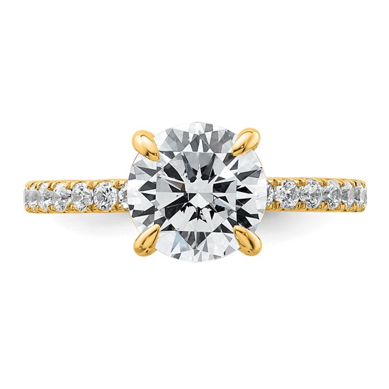 14k 2 3/8 carat Certified Lab Grown Diamond VS/SI+ G+ Round Complete Solitaire with Flair Engagement Ring