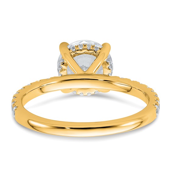 14k 2 3/8 carat Certified Lab Grown Diamond VS/SI+ G+ Round Complete Solitaire with Flair Engagement Ring