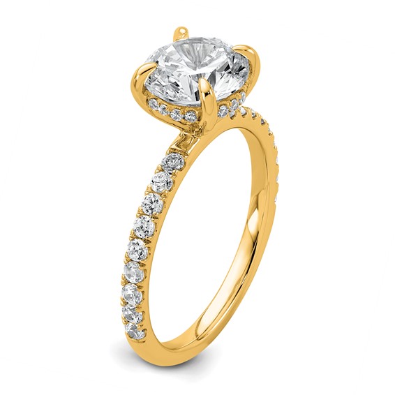 14k 2 3/8 carat Certified Lab Grown Diamond VS/SI+ G+ Round Complete Solitaire with Flair Engagement Ring