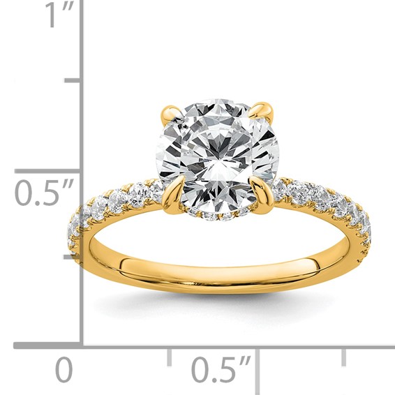14k 2 3/8 carat Certified Lab Grown Diamond VS/SI+ G+ Round Complete Solitaire with Flair Engagement Ring