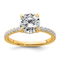 14K Yellow Gold 2.38 Carat Certified Lab Grown Diamond VS SI+ G+ Round Complete Solitaire Ring with Flair Engagement view 1