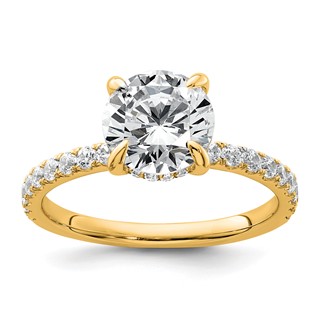 14k 2 3/8 carat Certified Lab Grown Diamond VS/SI+ G+ Round Complete Solitaire with Flair Engagement Ring