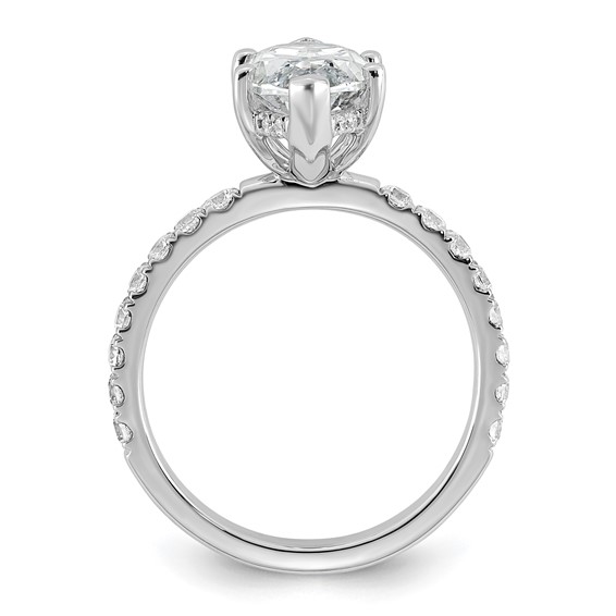 14k White Gold 3 1/2 carat Certified Lab Grown Diamond VS/SI+ G+ Marquise Complete Solitaire with Flair Engagement Ring
