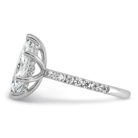 14k White Gold 3 1/2 carat Certified Lab Grown Diamond VS/SI+ G+ Marquise Complete Solitaire with Flair Engagement Ring